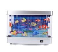 Oytrui Mini Fish Tank, Lifelike Artificial Aquarium with Moving Fish, Vibrant Colors LED Night Light for Kids Baby, USB Powered Sensory Therapy Toy for Bedroom Office Desk