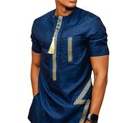 oytto Men Traditional Dashiki African Blouse Long Shirts Plus Size Tunic Top Kaftan Ankara Slim Fit Tshirt