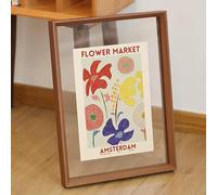 OYUCDAGQ Photo Frame Double Sided Transparent, Embossed Transparent Acrylic, Poster Display - Walnut A2