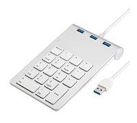 OYUEGE USB Number Pad for Laptop,Wired 18 Keys Numeric keypad with 3 USB 2.0 Ports Portable Slim Financial Accounting Number Keyboard Numpad Extensions 10 Key for Laptop