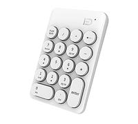 OYUEGE Wireless Numeric Keypad, 2.4GHz Portable Mini Number Pad with Cute Color Fight Retro Round Key and USB Receiver, 18-Keys Financial Accounting Numeric Keypad for Laptop, PC, Desktop White