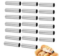OYUUJII Cannoli Tubes,20 Pcs Cannoli Form Moulds Stainless Steel Cream Roll Moulds Non-Stick Croissant Mold for Danish Pastry Pancake Crisps Croissant Shell