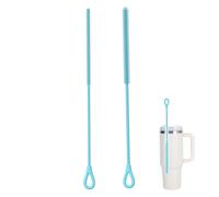 OYUUJII Silicone Straw Cleaner Brush,2 Pcs Extra Long Straws Cleaner 6mm 9mm Silicone Bottle Brush Reusable Straw Brushes for Straws Non-Slip Handle Soft and Bendable(Blue)