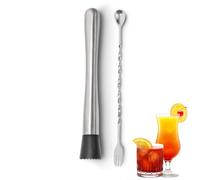 OYUUJII Stainless Steel Muddler Set,1 Pcs Stainless Steel Muddler with 1 Pcs Bar Spoon Cocktail Making Set Ice Crusher Mojito Kit Bar Tools for Diy Mojitos Fruit Based Drinks