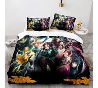 OYUXMAS Animation & Comic Demon Slayer Duvet Cover Double Size - Soft Comforter Cover Set, 3 Pcs Super Soft 100% Microfiber Duvet Covers with Zipper Closure(1 Duvet Cover & 2 Pillow Shams)
