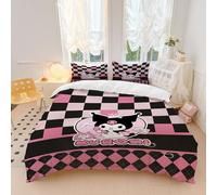 OYUXMAS Cartoon Duvet Cover Set Double Size, Cat Printed Bedding Duvet Cover for Kids Teens Girls,Kuromi Quilt Cover Cute Theme Comforter Cover Warm Sweet Soft Breathable (No Comforter)