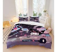 OYUXMAS Cartoon Duvet Cover Set Single Size, Kuromi Printed Bedding Duvet Cover for Kids Teens Girls,Kuromi Quilt Cover Cute Theme Comforter Cover Warm Sweet Soft Breathable (No Comforter)