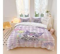 OYUXMAS Cartoon Kuromi Comforter Set 3 Pcs Double Size,Machine Washable All Season Soft Microfiber Bedding Set with 2 Pillow Shams, Kuromi Patterned Duvet Cover (No Comforter)