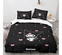 OYUXMAS Cartoon Kuromi Duvet Cover Double Size - Soft Lightweight Comforter Cover Set, 3 Pcs Super Soft Fade Resistant 100% Microfiber Duvet Covers with Zipper Closure(No Comforter)