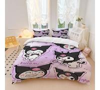 OYUXMAS Cartoon Kuromi Duvet Cover Set 2 Piece Single Size, Luxurious Soft Microfiber Bedding Set with 2 Pillowcases, Kuromi Patterned Duvet Cover (No Comforter)