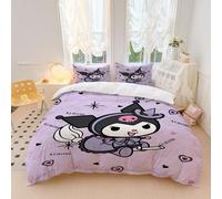 OYUXMAS Cartoon Kuromi Duvet Cover Set 3 Piece Double Size, Luxurious Soft Microfiber Bedding Set with 2 Pillowcases, Kuromi Patterned Duvet Cover (No Comforter)