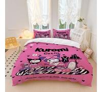 OYUXMAS Cartoon Kuromi Duvet Cover Set 3 Piece King Size, Luxurious Soft Microfiber Bedding Set with 2 Pillowcases, Kuromi Patterned Duvet Cover (No Comforter)