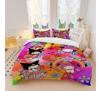 OYUXMAS Kuromi Duvet Cover Set Double Size, Printed Bedding Duvet Cover for Kids Teens Girls,Kuromi Quilt Cover Cute Theme Comforter Cover Warm Sweet Soft Breathable (No Comforter)
