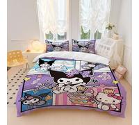 OYUXMAS Kuromi Duvet Cover Set Single Size, Printed Bedding Duvet Cover for Kids Teens Girls,Kuromi Quilt Cover Cute Theme Comforter Cover Warm Sweet Soft Breathable (No Comforter)