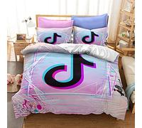 OYUXMAS Tik ToK Duvet Cover, Fashion Printed Comforter Set with 2 PillowCases - 3 Piece 100% Brushed Microfiber Youth Kids Bedding Set-Super Soft and Comfortable Durable - Double Size(No Comforter)