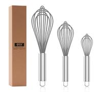 OYV Grey Silicone Whisk, Professional Whisks For Cooking Non-Scratch, Stainless Steel & Silicone Wisk, Plastic Rubber Whisk Tool For Nonstick Cookware Pans, Silicon Wisks Set of 3