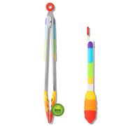 OYV Rainbow Silicone Tongs for Cooking, Heat Resistant Kitchen Tongs for Salad, Grilling, Cooking, 304 Stainless Steel Locking and BPA Free Silicone Tips Set of 2, 9 and 12 Inch