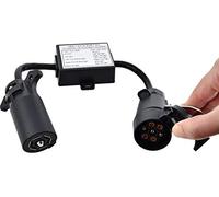 Oyviny USA to EU Trailer Light Converter US Vehicle 7-Way Blade Socket Adapter to European Trailer 7-Pin Round Connector Plug and Play Trailer Converter Waterproof (Color:Black)