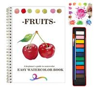 OYVOYV Watercolor Workbooks with 12 Illustractions Beginner Friendly Coloring Book Painting Kit Easy Nature Scenes Paint Set for Creative Exploration Gift for Adults Teens (Fruits, with palette)
