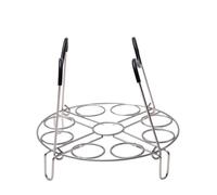 OYWOBET 19.5cm/7.68inch Silver Egg Steamer Rack Trivet with Heat Resistant Silicone Handle for Instant Pot Accessories Stainless Steel Egg Assit fit, Kitchen Steam Rack Cook 9 Eggs