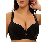 OYXJJP Padded Push Up Bras for Women Seamless Underwire T-Shirt Bra 32A to 46DD, Black, 46C