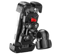 OYXVXYO Motorcycle Phone Mount with Vibration Dampener, Bike Phone Holder Handlebar Clamp, 1s Lock Scooter Phone Clip for iPhone 17 16 Pro Max, Galaxy S25 Ultra, 4.7"-7.2" (Knob Base)
