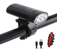 OYYMTE Bike Lights Set Rechargeable, 2400Lumens USB Light Front and Back 3 x XML-T6 LED Bicycle IPX5 Waterproof Cycle Fits for All Road Bicycles Mountain Bikes, Easy to Mount