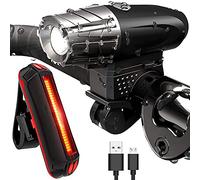 OYYMTE Bike Lights Set, USB Rechargeable Bicycle, Bright LED Cycle Light Front and Back Rear, Waterproof 4 Lighting Modes, Suitable For Mountain, MTB, Cycling