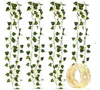 OYYXNN 4 Pack 2M 20 LED String Lights Artificial Ivy Fake Garland Green Leaf Plants Vine Fairy Lights Halloween Xmas Trees Garden Yard Home Patio Wedding Party Bedroom Decor
