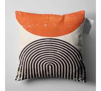 OyzShop Abstract Beige Cushion Cover with Orange Black Bauhaus Themed, Double Sided on the Soft Short Pile Velvet Fabric with Multi Sizes, OEKO-TEX 45x45cm (18x18 Inches) - Fibre Filling