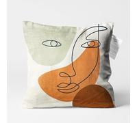 OyzShop Abstract Face Cushion Cover with Brown, Soft Green & Beige Colours, Double Sided Printing Pillow Cover on the Velvet Fabric with Multi Sizes, OEKO-TEX 35x35cm (14x14 Inches)