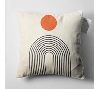 OyzShop Abstract Geometric Beige Cushion Cover with Bauhaus Themed, Double Sided on the Soft Short Pile Velvet Fabric with Multi Sizes, OEKO-TEX 50x50cm (20x20 Inches) - Fibre Filling