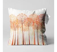 OyzShop Abstract White Cushion Cover Orange Tall Trees Themed, Double Sided on the Soft Velvet Fabric with Multi Sizes, OEKO-TEX 35x35cm (14x14 Inches)