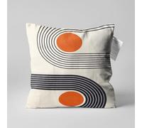 OyzShop Contemporary Bauhaus Beige Cushion Cover with Orange & Black, Double Sided on the Soft Short Pile Velvet Fabric with Multi Sizes, OEKO-TEX 35x35cm (14x14 Inches) - Cover Only