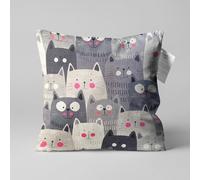 OyzShop Cute Grey Cats Cushion Cover, Double Sided Printing Pillow Cover on the Soft Chenille Fabric with Multi Size Options, OEKO-TEX 43x43cm (17x17 Inches)