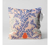 OyzShop Ethnic Cushion Cover, Double Cheetahs in Blue Leaves, Double Sided on the Soft Velvet Fabric, Multi Size Options, OEKO-TEX 40x40cm (16x16 Inches)