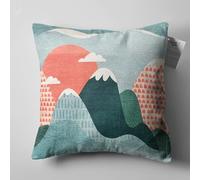 OyzShop Velvet Cushion Covers with Green Mountains and Clouds Themed | Double Sided Printing Pillow Cover on the Velvet with Multi Sizes, OEKO-TEX 55x55cm (22x22 Inches)