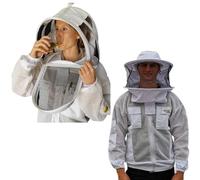 OZ ARMOUR Beekeeping Ventilated Jacket 3 Layers Mesh for Beekeepers, Bee Suit Jacket with 2 Hoods Fencing & Round Brim Hat (XX-LARGE)