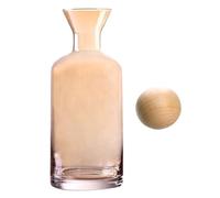 Oz Borosilicate Glass Fridge Water Jug with Wooden Lid | Amber Tint, Large Opening and Flat Base, Easy to Clean, for Lemonade, Herbal Tea, Dinner Parties