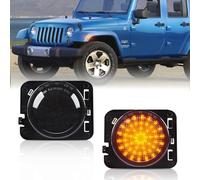 OZ-LAMPE 2Pcs LED Side Indicator for Jeep Wrangler JK 2007-2015, Amber LED Turn Signal Light Repeater, Canbus Design Error Free Side Marker, Smoked Lens