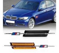 OZ-LAMPE 2Pcs LED Turn Signal Light, Side Indicator for BMW E90 E91 E92 E93 E60 E61 E82 E88 Accessories,SMD 2835 LED Chip Amber Side Marker Blinker,with CAN-bus Error Free Side Repeater Black Smoked L