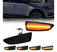 OZ-LAMPE Dynamic Side Indicator for V-auxhall Ope-l Astra J K Zafira C Insignia B Grandland X, 2835 SMD LED Error Free Turn Signal Light, Flowing Side Marker Repeater, Black Smoked Lens
