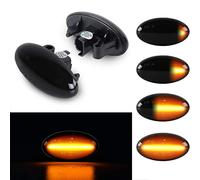 OZ-LAMPE LED Dynamic Side Indicator for Peugeo-t 1007 107 206 207 307 407 607 Partner Expert, Side Repeaters Blinker Lamp for Citroe-n C1 C2 C3 C5 C6 Xsara Picasso Berlingo Jumpy, Black Smoked Lens