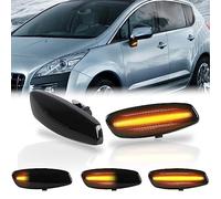 OZ-LAMPE Turn Signal Light, LED Dynamic Side Indicator Compatible for Peugeot 207 308 3008 5008 RCZ for Citroen C3 DS3 C4 Picasso DS4 C5, Flowing Side Marker Repeater Blinker Lamp Black Smoked Lens