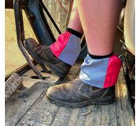 Oz OverBoots Harlequin Sox Savers Two Tone Reusable Cotton Drill Overshoes for Work Boots | Durable Shoe Covers to Stop Dirt & Mud | One Size Fits All (Pink and Grey)