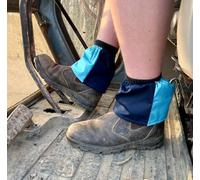 Oz OverBoots Harlequin Sox Savers Two Tone Reusable Cotton Drill Overshoes for Work Boots | Durable Shoe Covers to Stop Dirt & Mud | One Size Fits All (Sky Blue and Navy)