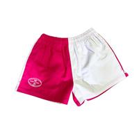 Oz OverBoots Muck & Maul Two Tone Harlequin Rugby Shorts - Durable 100% Cotton Drill with Deep Pockets, Tie Cord & Side Vents - Ideal for Rugby, Workwear & Young Farmers - XXL/Hot Pink and White