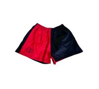 Oz OverBoots Muck & Maul Two Tone Harlequin Rugby Shorts - Durable 100% Cotton Drill with Deep Pockets, Tie Cord & Side Vents - Ideal for Rugby, Workwear & Young Farmers - L/Red and Black