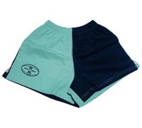 Oz OverBoots Muck & Maul Two Tone Harlequin Rugby Shorts - Durable 100% Cotton Drill with Deep Pockets, Tie Cord & Side Vents - Ideal for Rugby, Workwear & Young Farmers - XS/Sky Blue and Navy