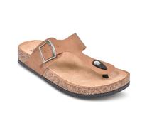 OZABI Sandals Tong Buckle Nubuck Metal Camel Silver Bronze 36-41, SD2028 Gun, 6 UK